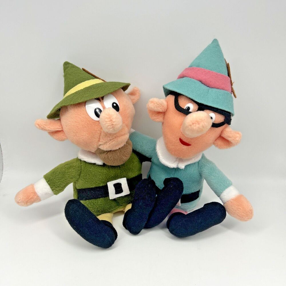 1999 Stuffins Rudolph Misfit Toys Elf Plush Lot of 2 Boss & Tall Elf Clean